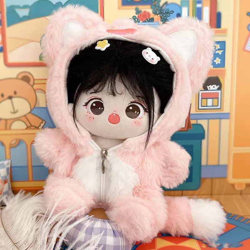 嘟嘟猫20cm棉花娃娃衣服可爱毛绒连体衣玩具娃衣人形玩偶公仔换装