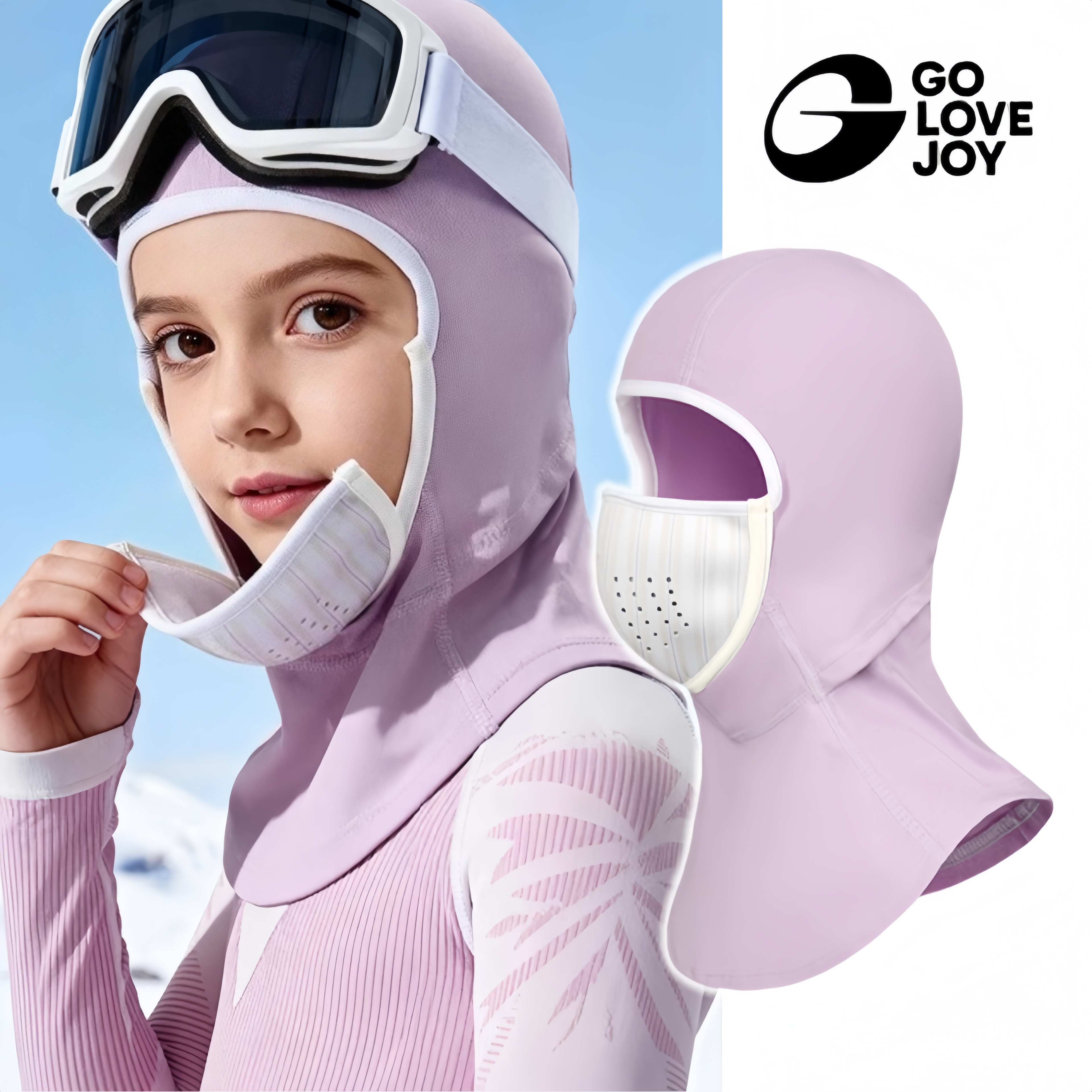 户外儿童滑雪面罩男童磁吸护脸保暖速干头盔头套冬季女童防风护具