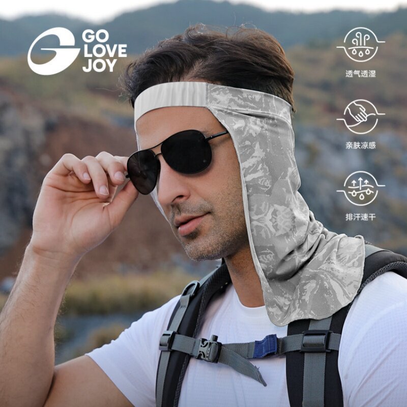 防晒脖套男士冰丝面罩围脖护颈部披肩头套夏季面巾后脖子防晒神器