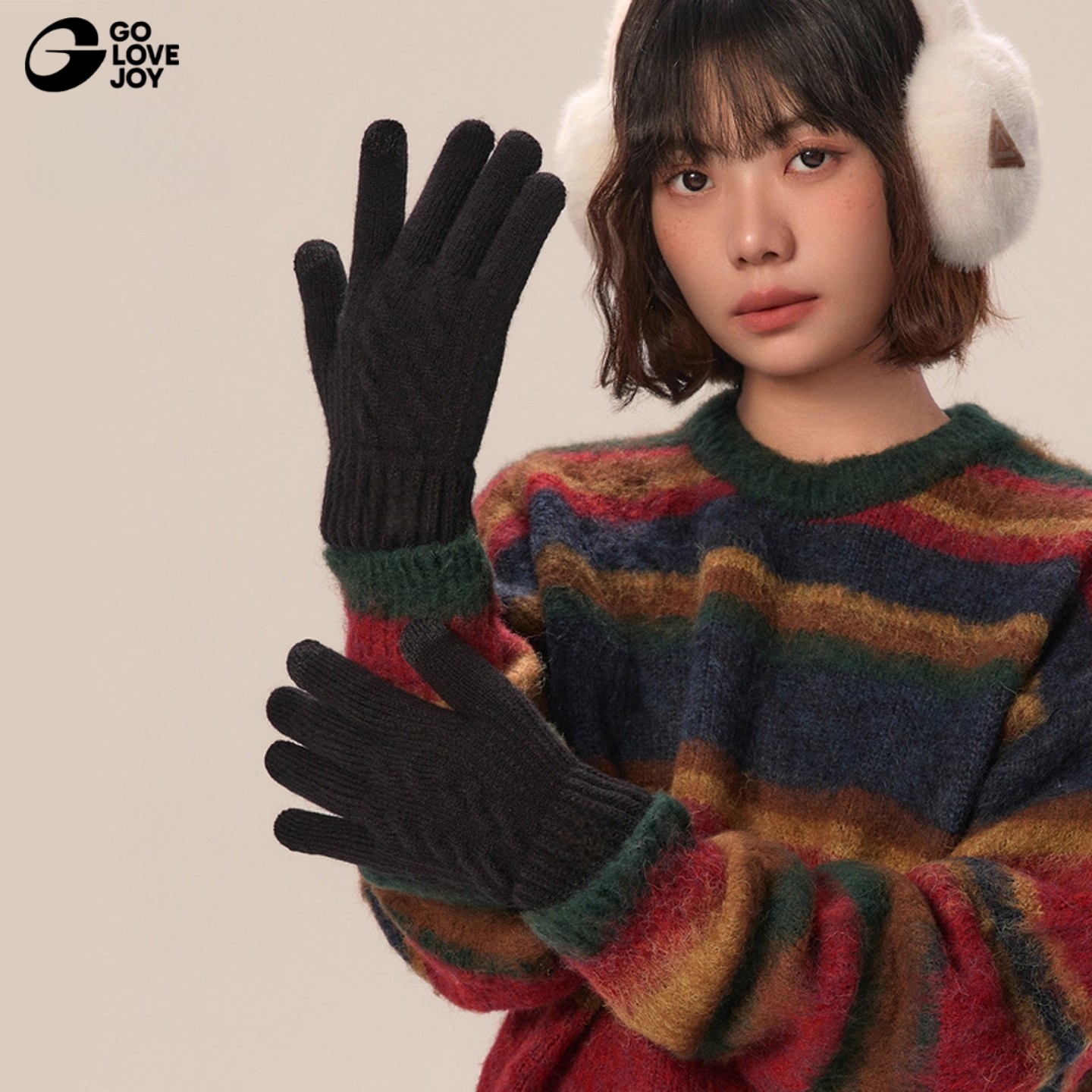 golovejoy针织手套女士冬季加厚