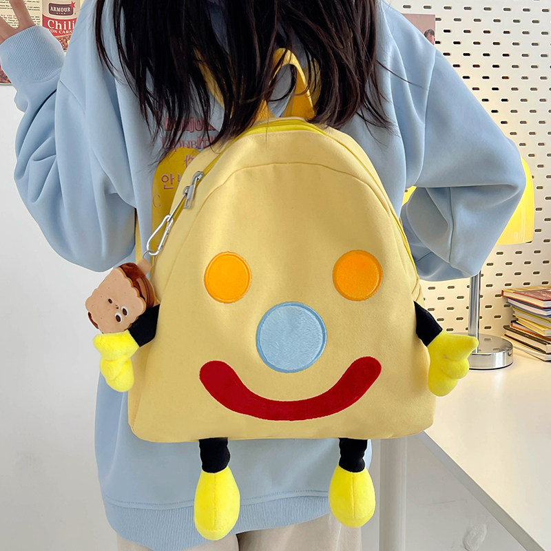 日系可爱卡通软妹少女学生帆布双肩包女韩版丑萌小书包迷你背包萌