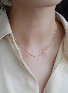 惊小鸿芳华~S925纯银镀金素链项链波光闪片轻奢高级简约锁骨链