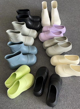 【清仓】原68起，特19.99起。 韩guo 雨靴彩色橡胶鞋拖鞋中筒鞋
