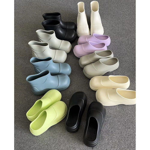 【清仓】原68起，特19.99起。 韩guo 雨靴彩色橡胶鞋拖鞋中筒鞋