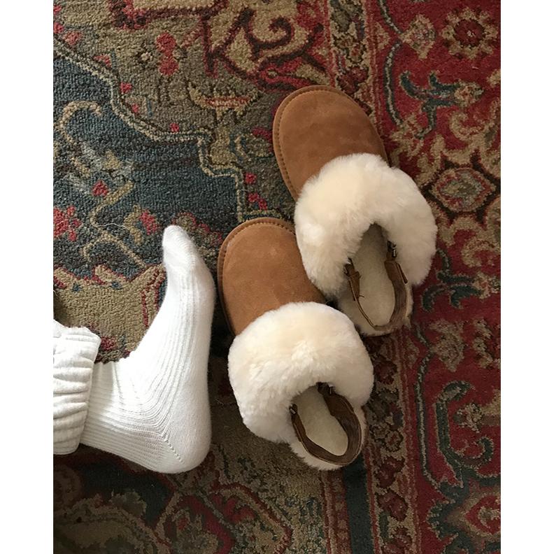 库存尾huo，真皮雪地拖鞋。