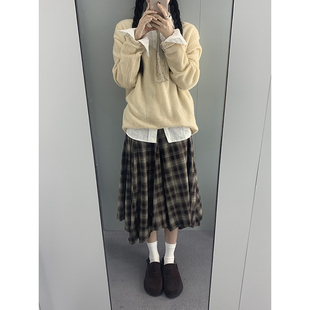 羊毛混马海毛面料 nchep 单 V领毛衣 rte元 出口法guo