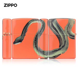 Zippo打火机正品 艺术家张涉嫌原创设计 青蛇盘旋 彩印收藏送礼