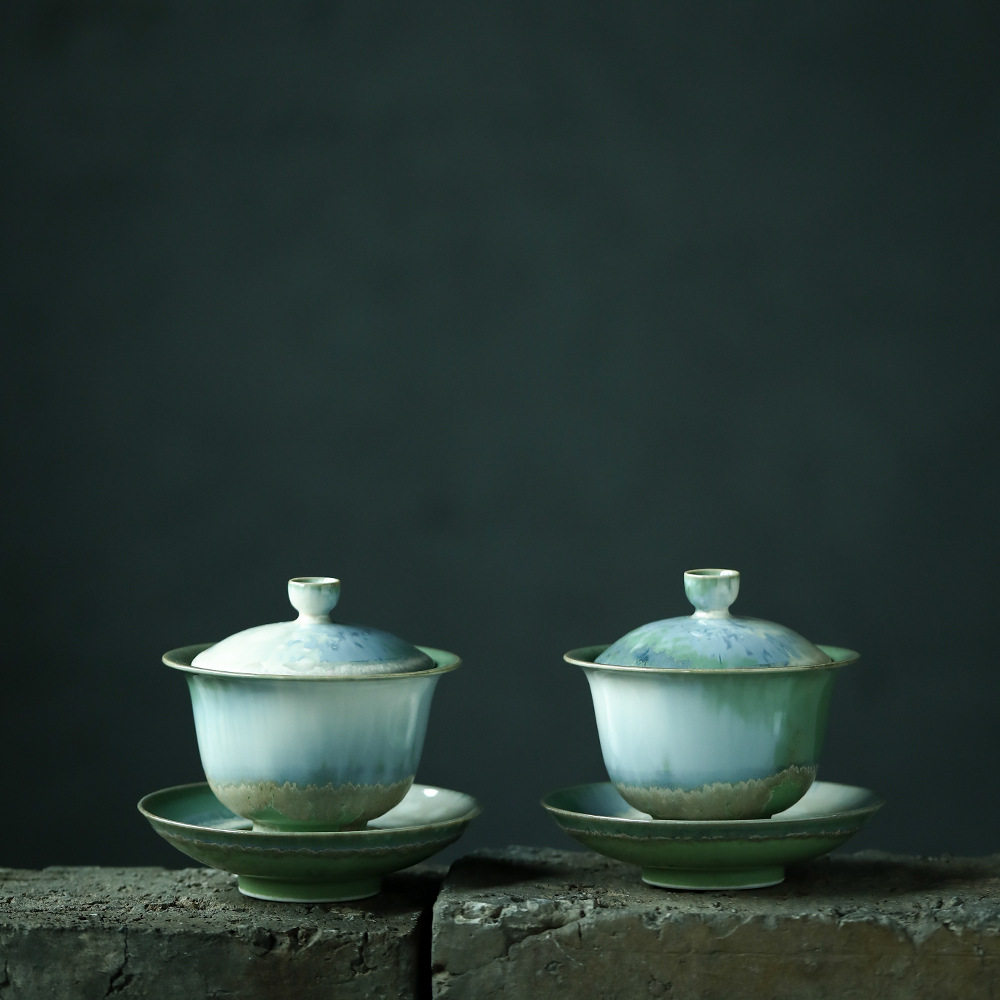 景德镇三才盖碗茶杯小号单个泡茶纯手工胎冰裂纹陶瓷功夫茶具家用