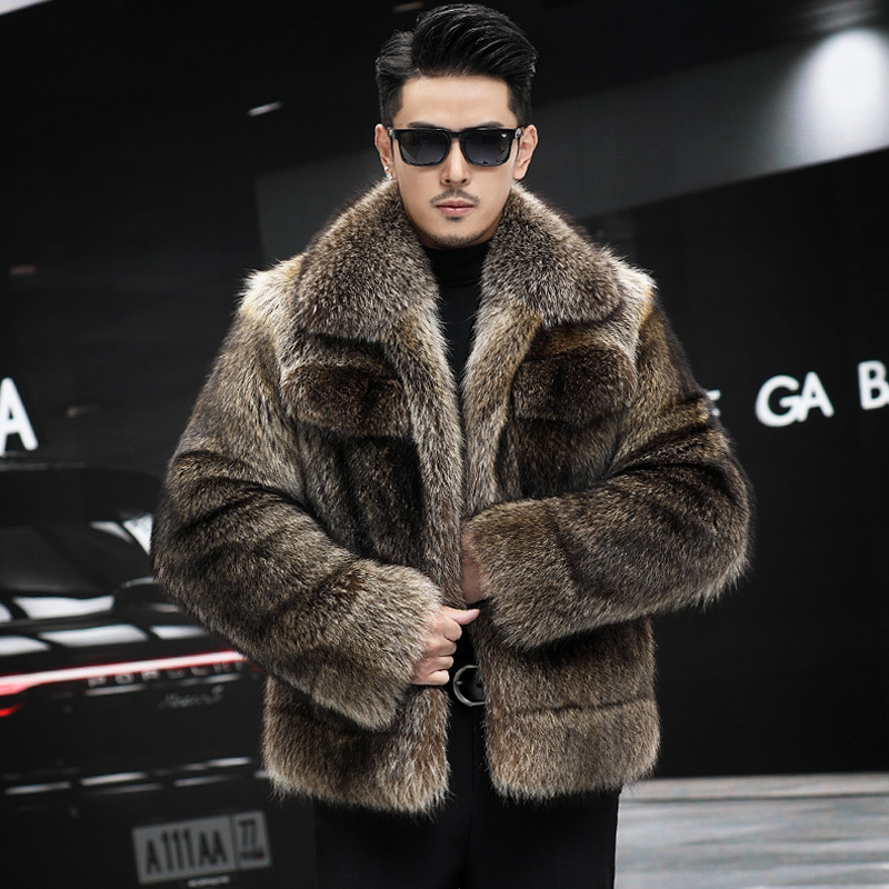 北美小浣熊貂皮草美洲貉子毛外套