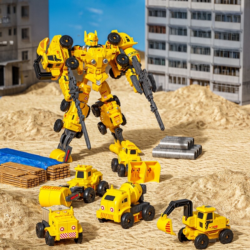 变形机器人金刚玩具工程车可合体