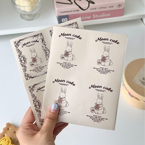玉兔中秋节贴纸Moon cake月饼礼盒封口贴 烘焙甜品点心包装装饰贴