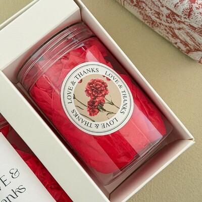 母亲节圆形贴纸120贴康乃馨thanks love饼干桶包装封口贴礼物贴纸