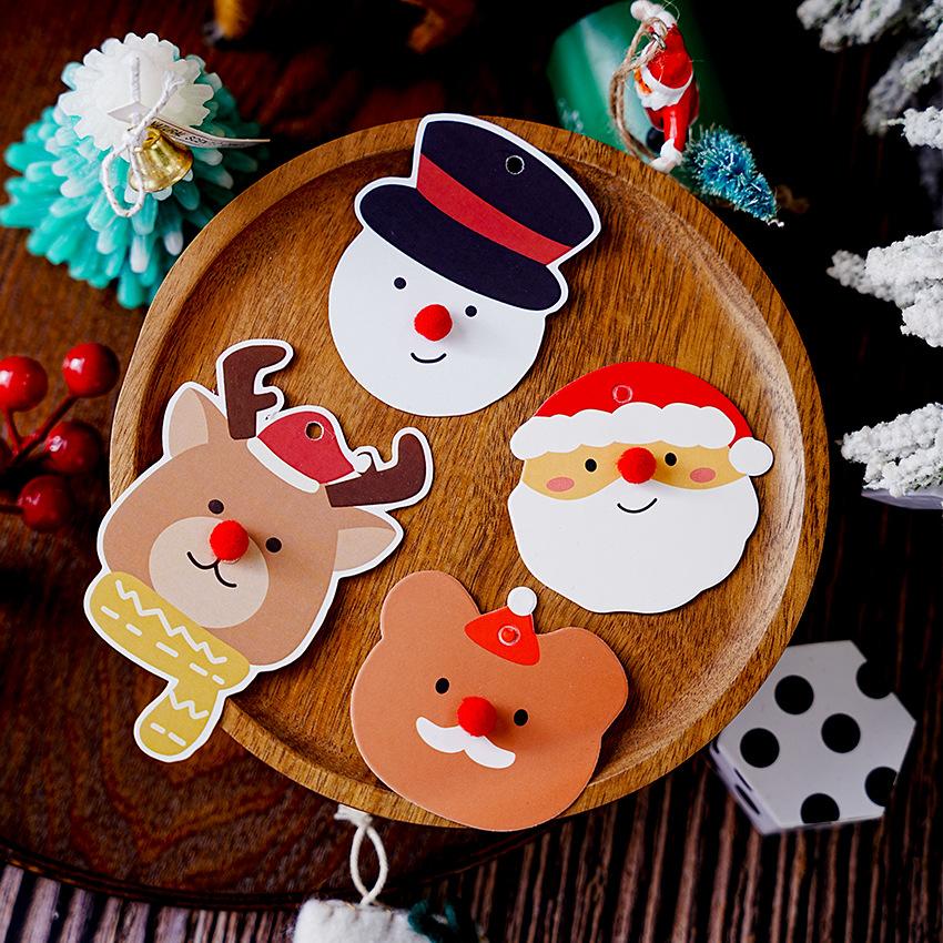 圣诞老人可爱吊牌挂牌10枚ins风烘焙装饰礼物包装吊卡 留言卡挂件