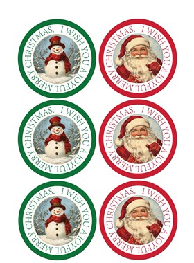 120贴圣诞节贴纸老人雪人复古款图形不干胶装饰贴礼物包装封口贴