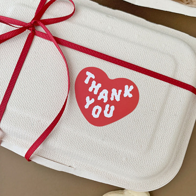 120枚爱心thank you礼物包装贴纸情人节烘焙礼物包装粘纸封口贴纸