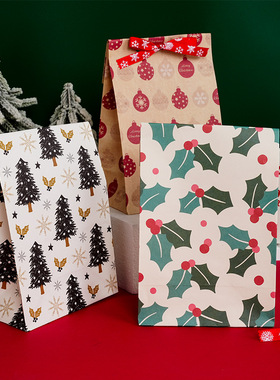 12个圣诞节送礼品袋手提袋伴手礼纸袋创意平口袋礼物包装袋礼品盒