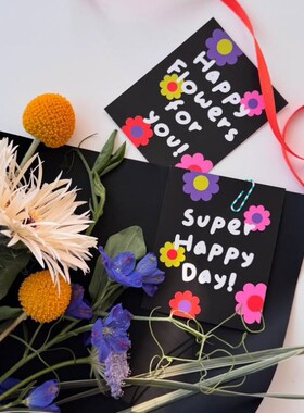 30片ins风鲜花束贺卡suppy happy day礼物包装卡片生日祝福小卡片