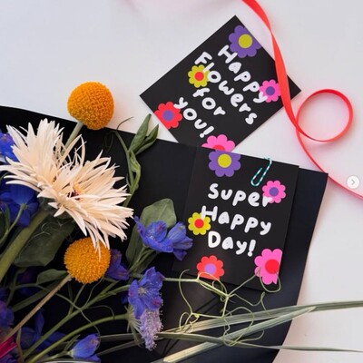 30片ins风鲜花束贺卡suppy happy day礼物包装卡片生日祝福小卡片