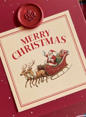 圣诞节快乐贴纸40贴新年方形merry christmas礼物包装装饰封口贴