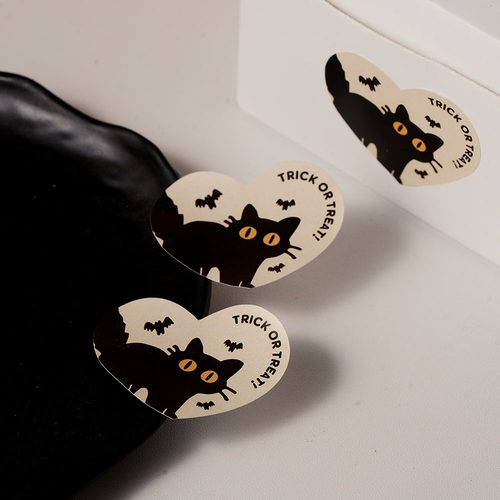 万圣节黑猫蝙蝠贴纸trick or treat糖果袋封口贴烘焙礼盒装饰标签