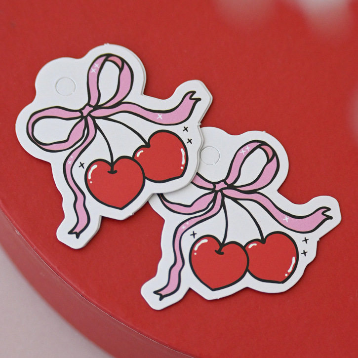 红色情人节吊牌100片爱心樱桃飘带礼物包装装饰小卡片烘焙挂牌,文具电教/文化用品/商务用品,吊牌,淘宝优惠券,粉丝福利购,淘宝优惠卷