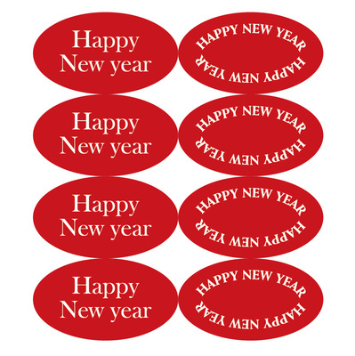 2026年新年快乐贴纸happy new year红色装饰粘纸 diy烘焙封口贴