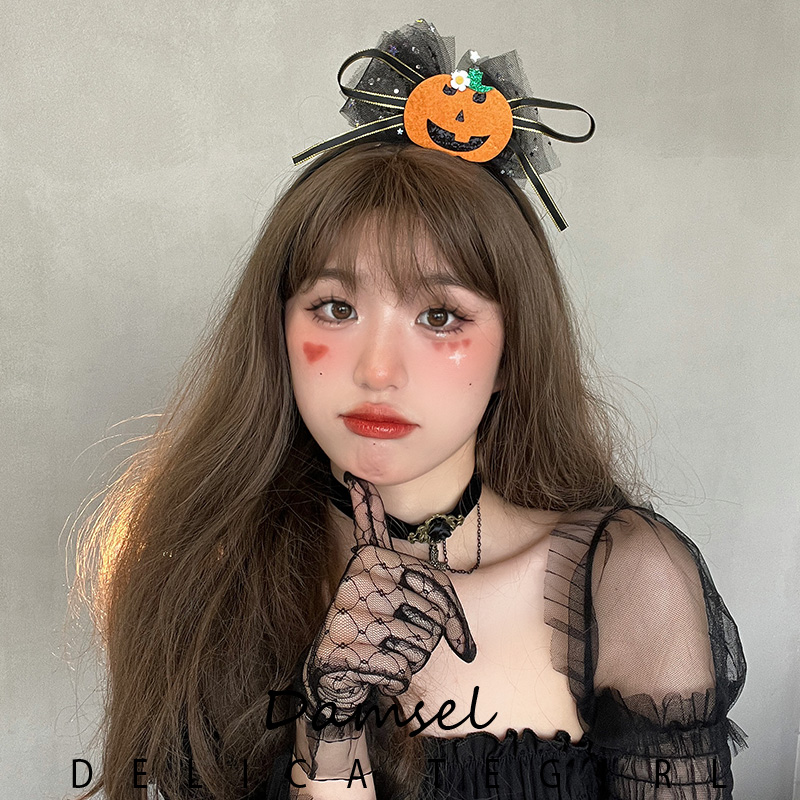 万圣节蝴蝶结网纱发夹原创