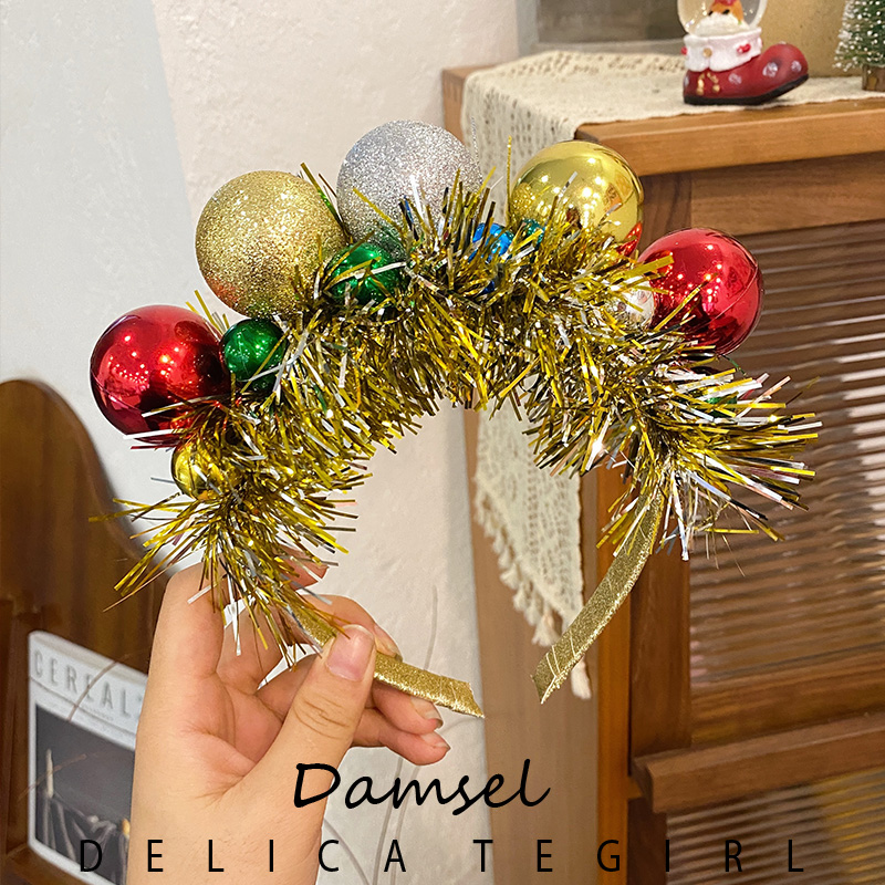 圣诞节发箍甜美可爱金色彩球头箍女仙女发卡网红写真拍照头饰装饰