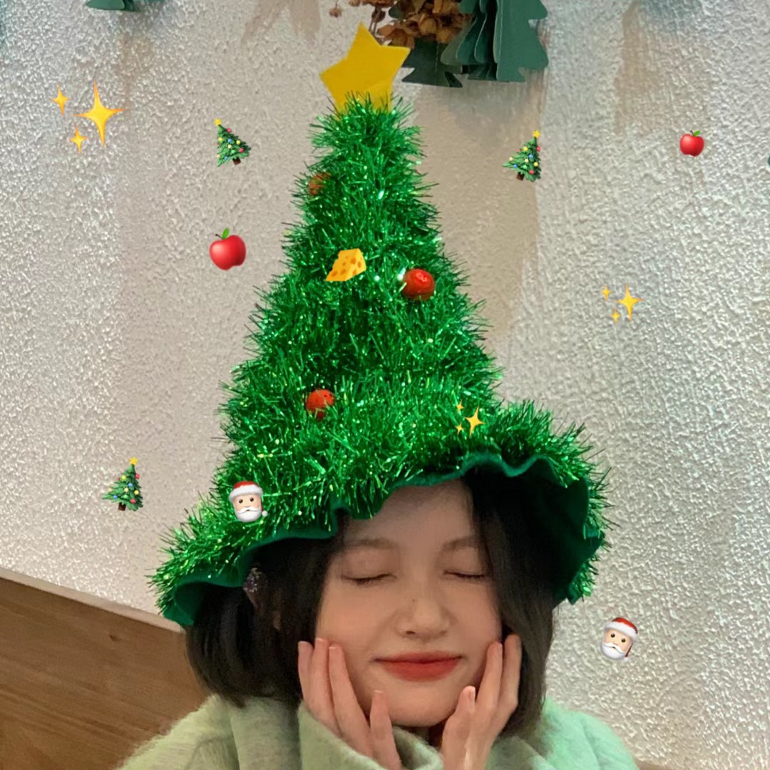 圣诞节头饰发光圣诞树帽子创意头套发箍发饰少女派对装扮拍照道具