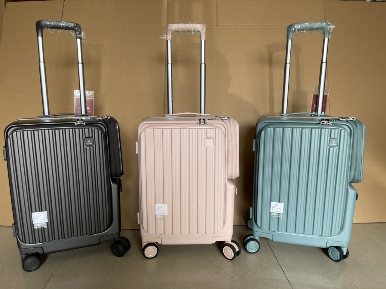 特惠超值皇冠拉杆旅行箱20寸万向轮前开口时尚休闲pc行李箱包邮