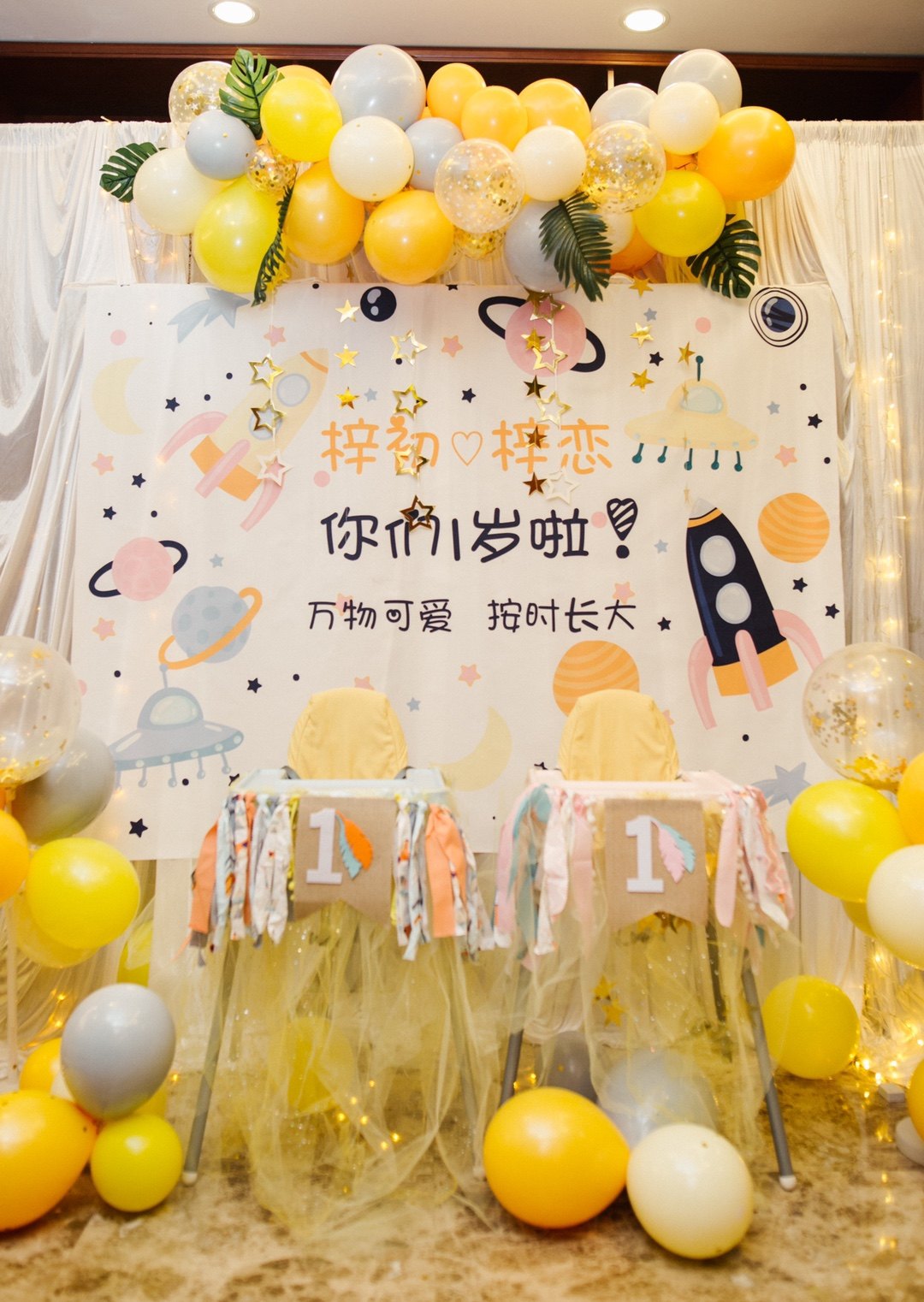 儿童生日派对装饰背景布星空宝宝百天周岁宴甜品台背景墙定制海报
