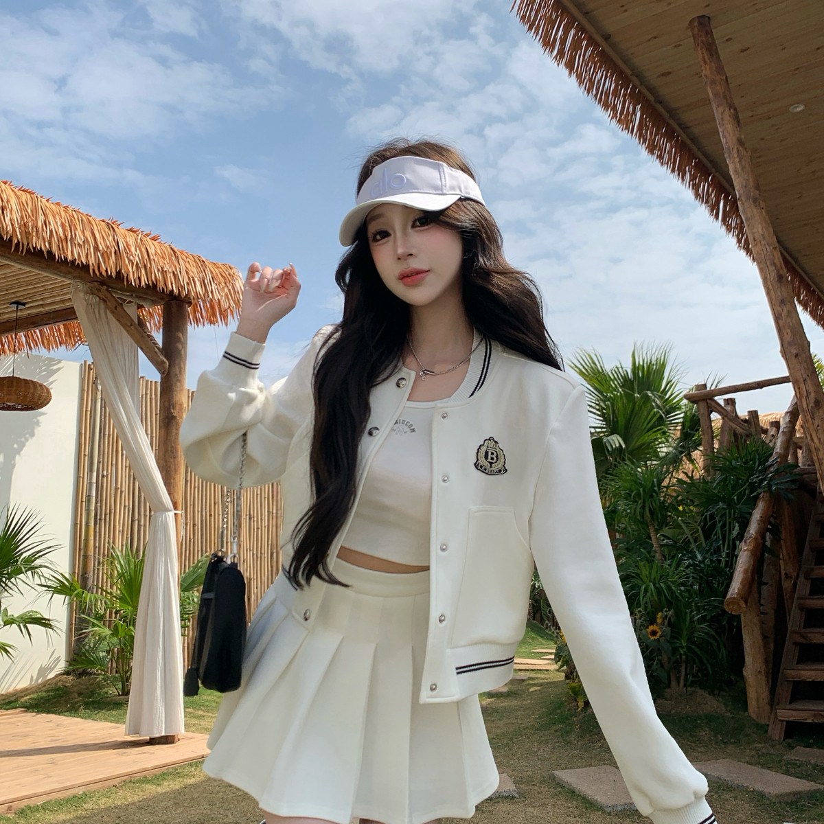 MEI ZI 美姿-26年早春天才少女减龄学院休闲棒球服短外套+背心+半