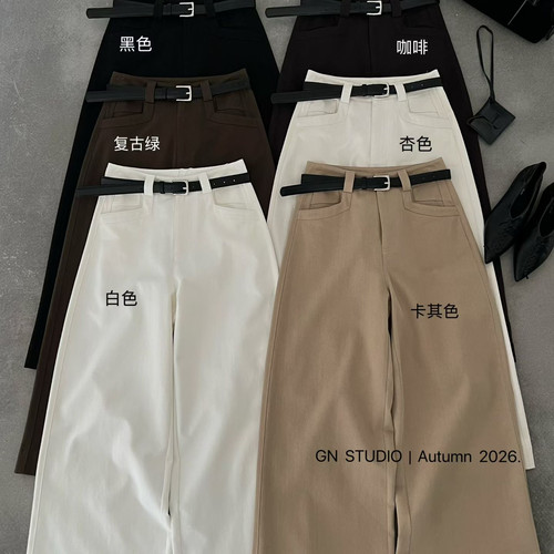 秋上新小个子福音极简百搭九分直筒裤洗水棉休闲裤(不YS1-026811