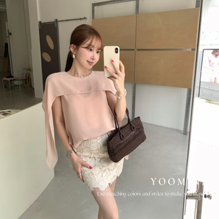 YOOMINI-轻衫一袭温柔自来云垂柔袖·圆领层叠披肩雪纺轻M60502-S