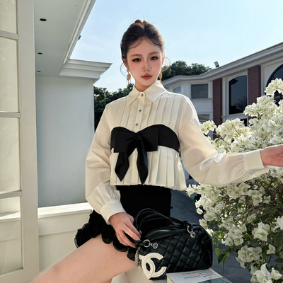 AIALA LUMENA-26夏上新法式浪漫蝴蝶结衬衫S20066A