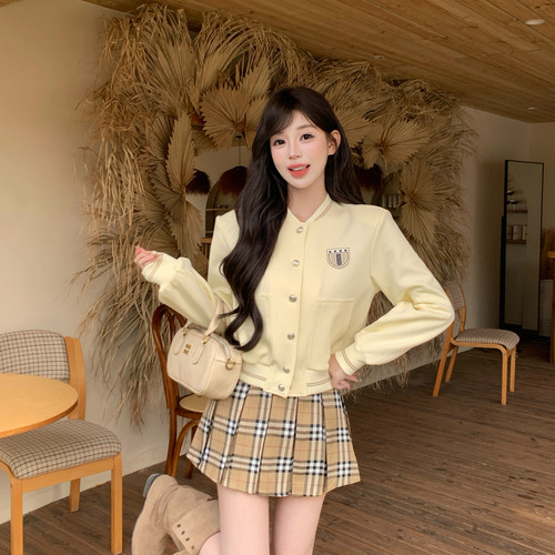 MEI ZI 美姿-26年早春天才少女减龄休闲棒球服学院风卫衣短外套+