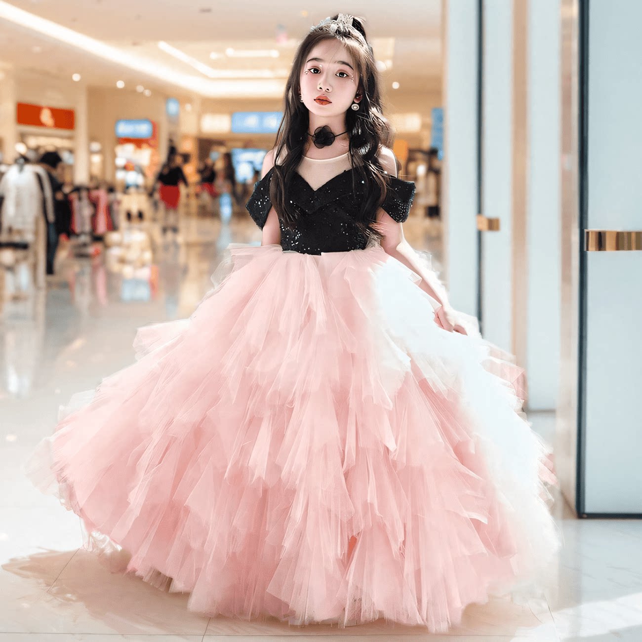 顶芭莎女童公主蓬蓬纱礼服走秀