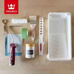 芬琳乳胶漆施工滚筒毛刷砂纸遮蔽膜搅拌棒托盘工具包套装