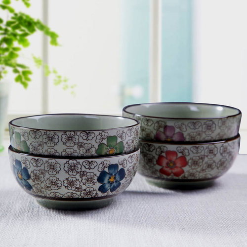 景德镇釉下彩日式风手绘广口汤碗