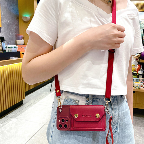 适用oppoA6S防摔壳背带零钱包