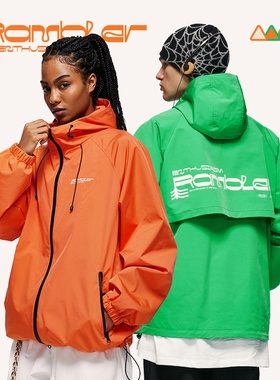 inflation多巴胺印花26春秋新冲锋外套连帽防风拉链外套夹克情侣