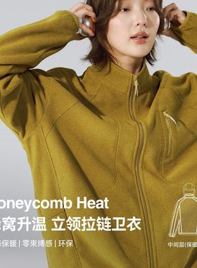 inflation 蜂窝升温立领拉链卫衣25冬季新品户外加绒运动夹克外套