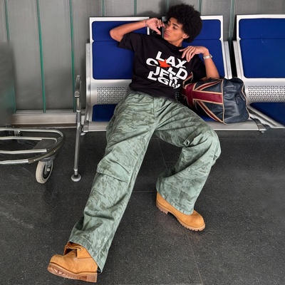 inflation 冰裂纹洗水伞兵裤25秋冬新品复古宽松直筒工装休闲裤男