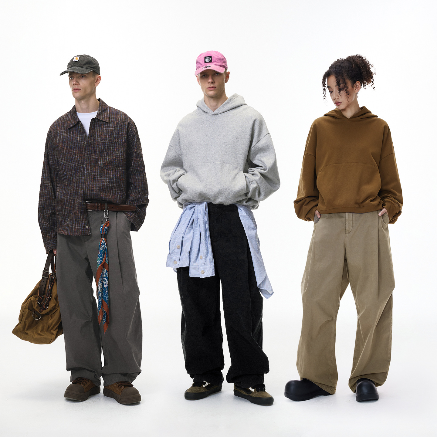 inflation 褶型工装阔腿裤25秋季新品潮牌纯色宽松休闲男士长裤