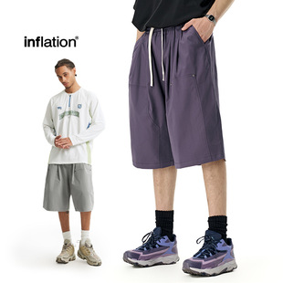 inflation六分伐木工装裤2025春夏新品潮牌撞钉宽松休闲男士短裤