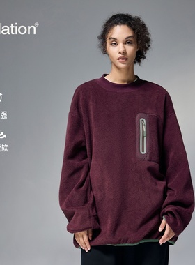 inflation美式高街325g摇粒绒压胶圆领卫衣秋冬保暖宽松休闲上衣