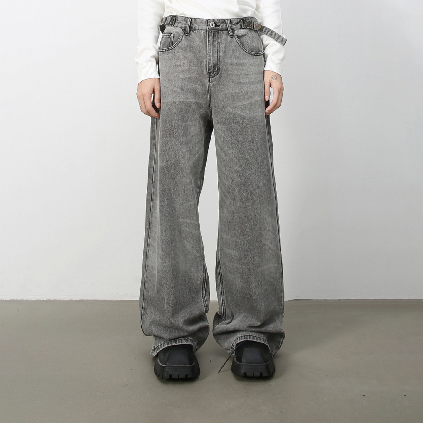 inflation 美式复古小众腰带可调节牛仔裤25秋季新品宽松阔腿裤
