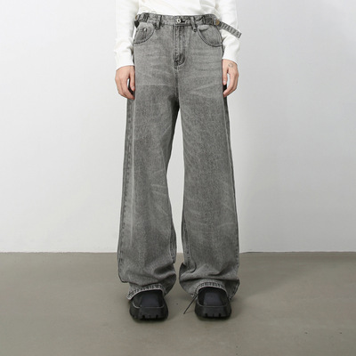 inflation 美式复古小众腰带可调节牛仔裤25秋季新品宽松阔腿裤