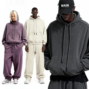 inflation美式街头连帽套装冬季加绒加厚10色抓绒卫衣卫裤男女款