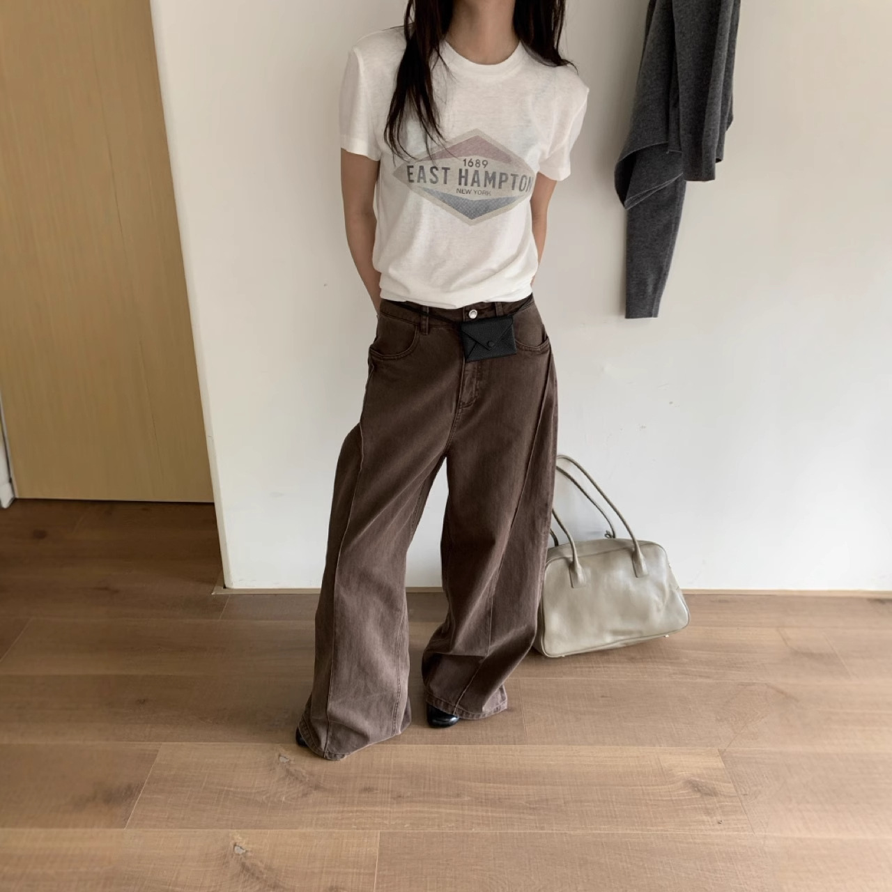 Online 十三行高腰复古直筒阔腿牛仔裤女秋季新款百搭裤子女